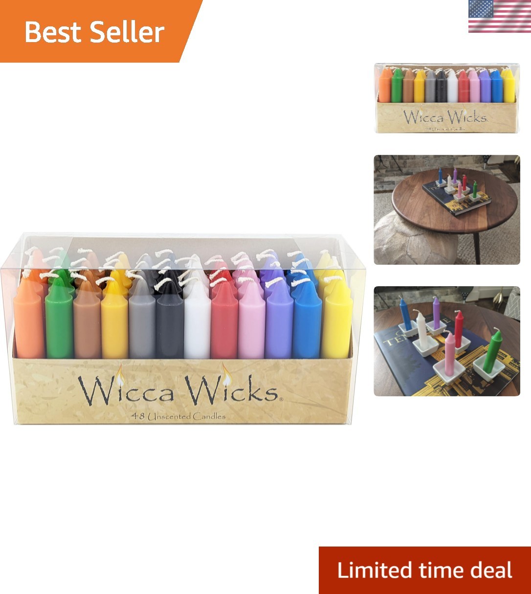 Box of 48 Colored Candles | 4 inches Tall & 3/4 inch Diameter | Witchcraft Su...