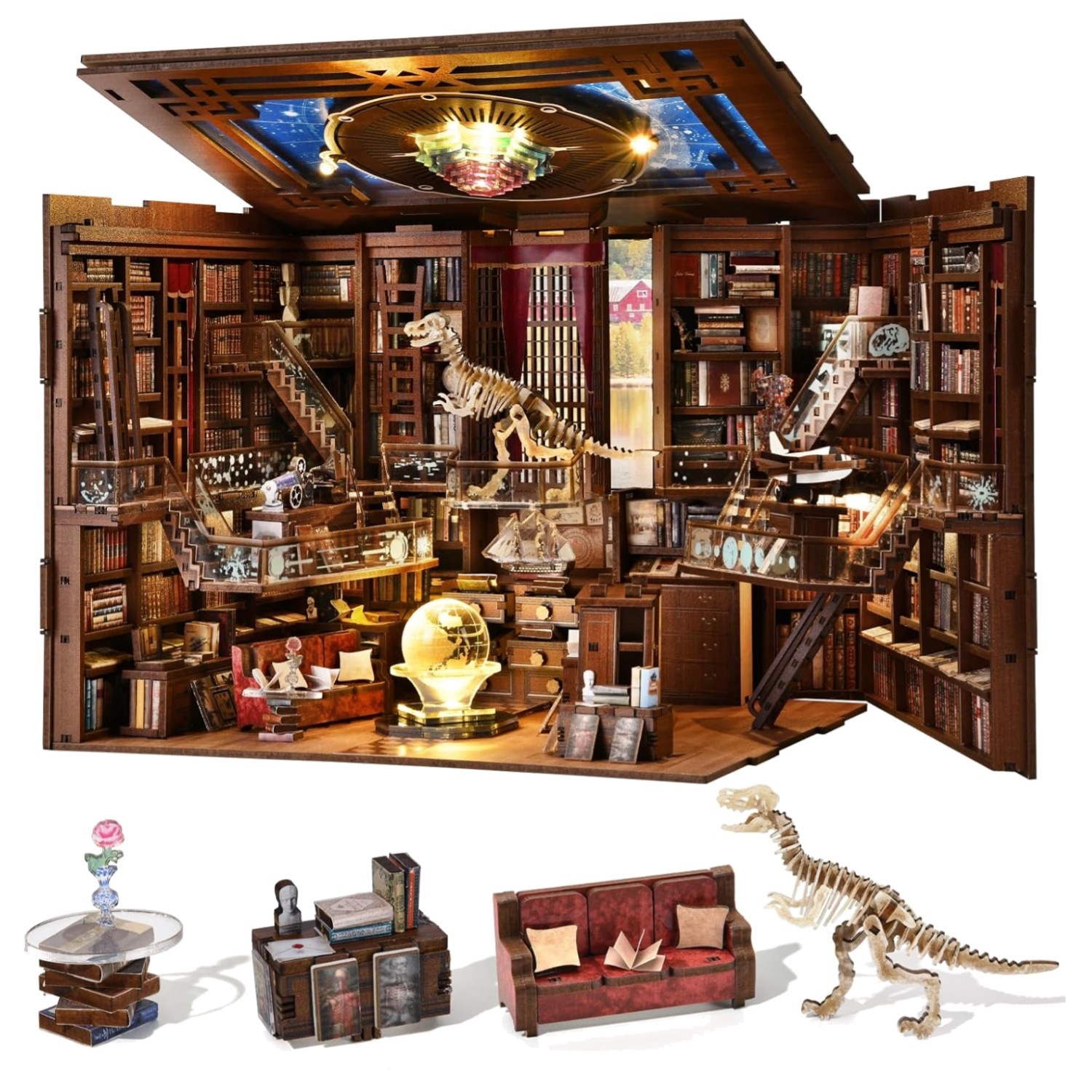 Beyond Library Max 3D Wooden Book Nook Kit for Creative Adults - LED Cozy Decor