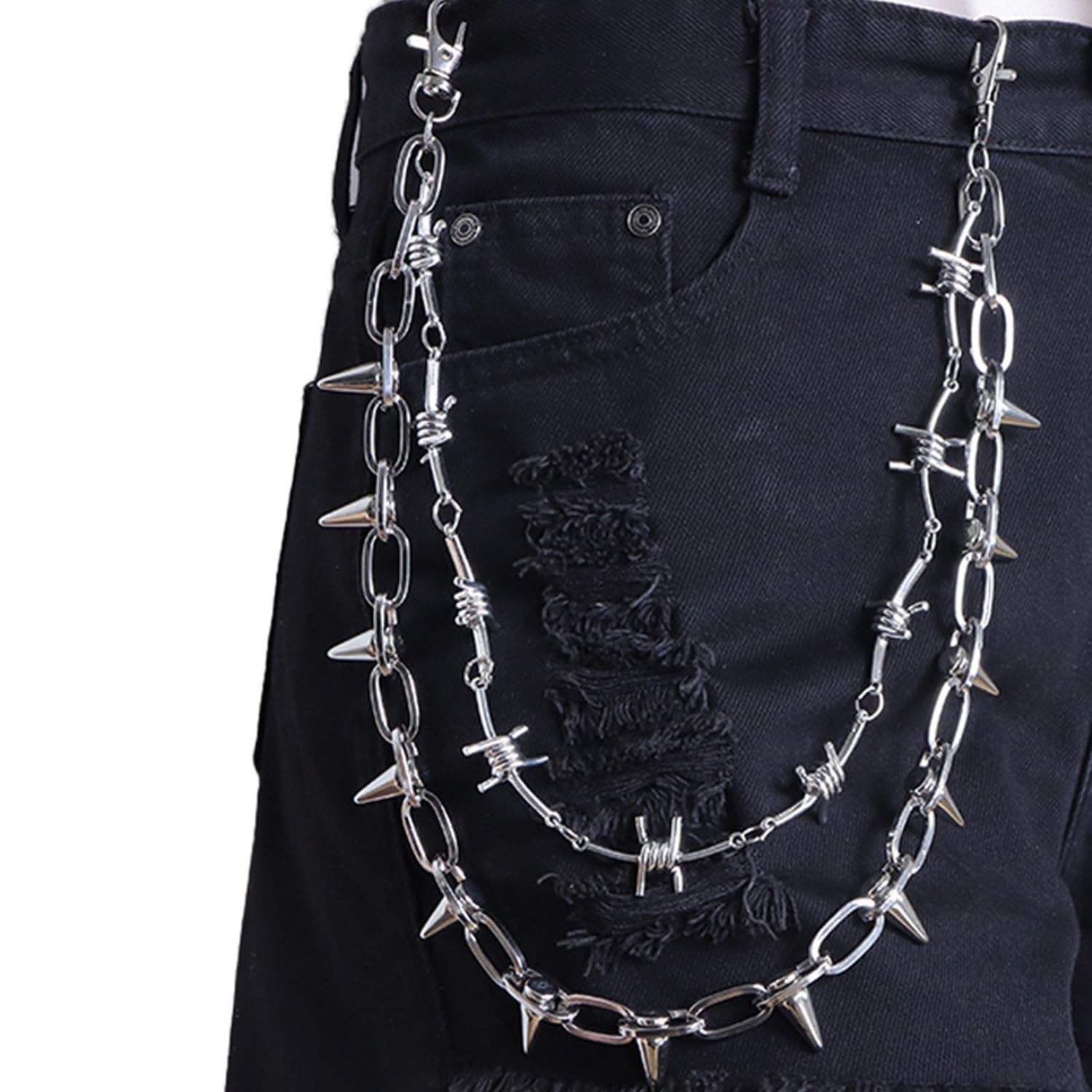 Double Layer Pants Chain with Thorn & Rivet Design - 20 Inches, Chains 