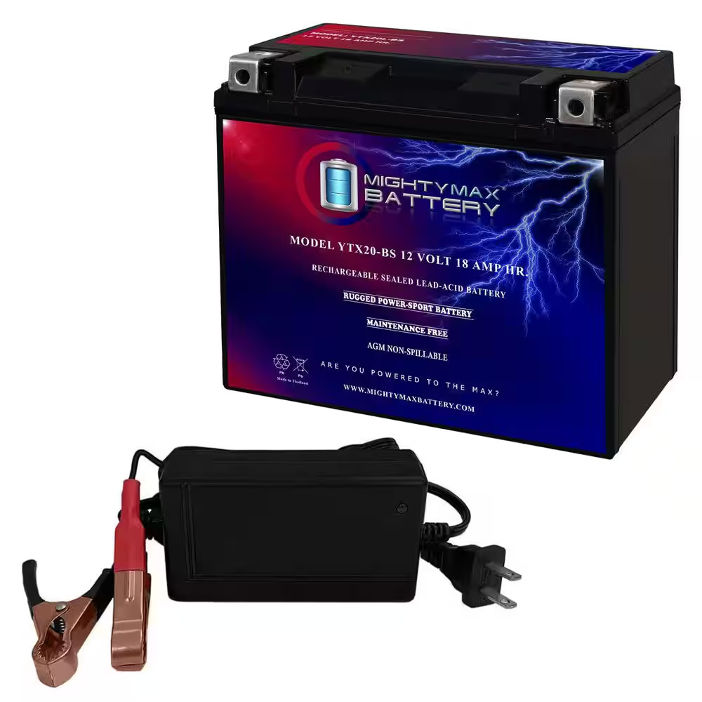 Power Sport AGM Series Sealed AGM Battery Includes 12-Volt 4 Amp Charger