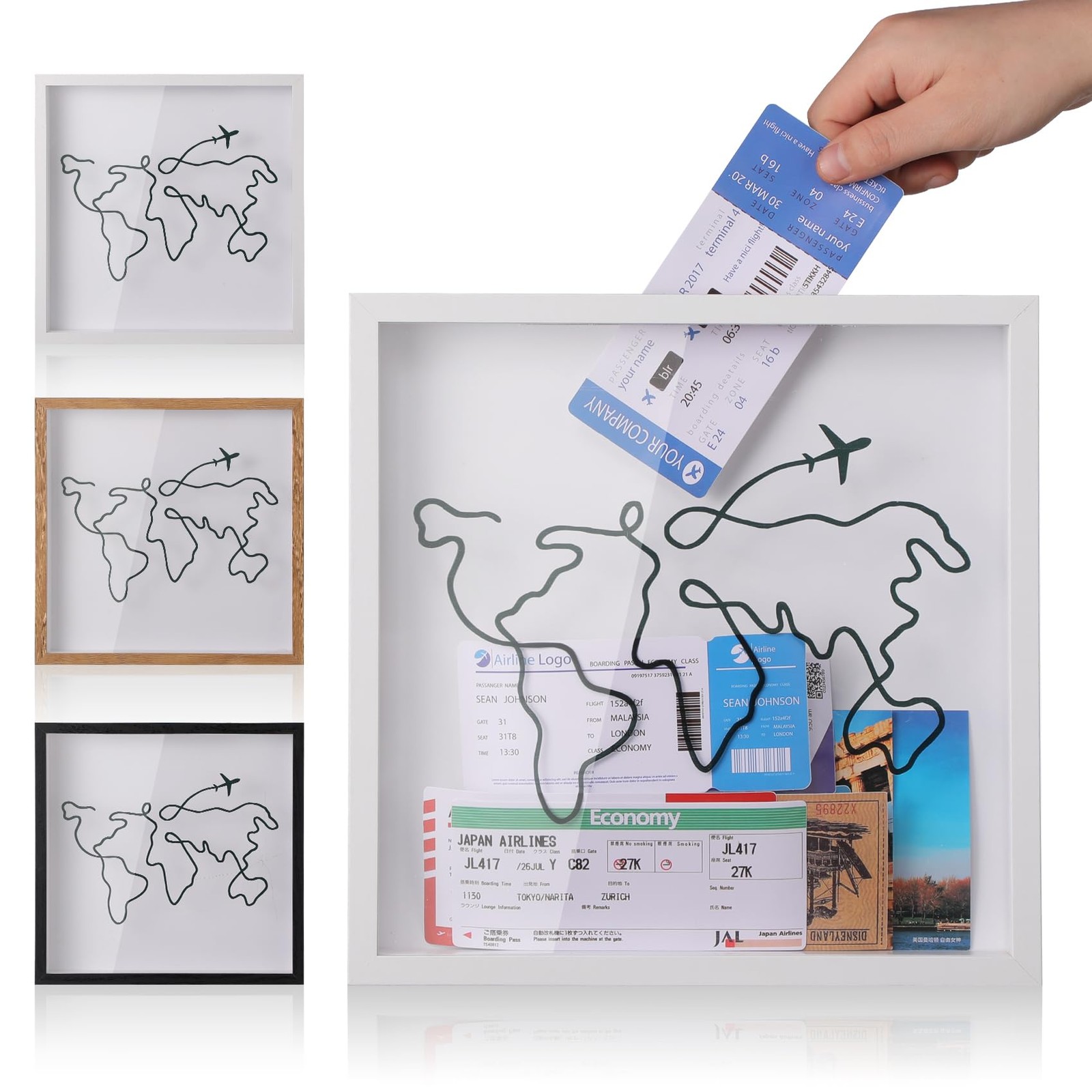 MUXIUNT Travel Adventure Archive Shadow Box For Memories,8&12Inch 8x8, White 
