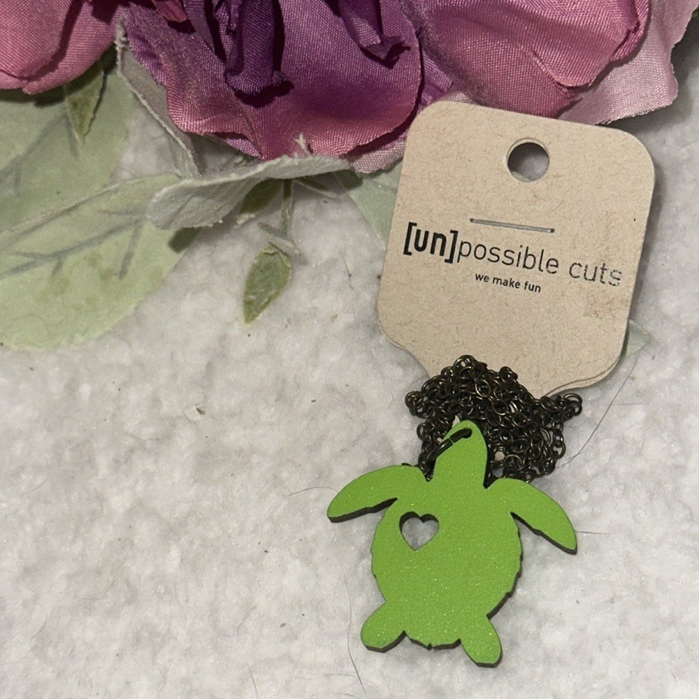Unpossible Cuts Necklace Laser-cut Wood Pendant Sea Turtle Wooden Jewelry