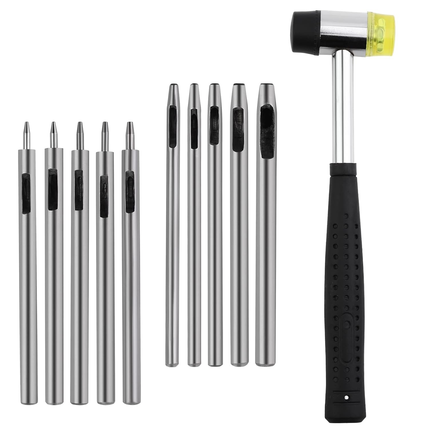 10 Pcs Leather Hole Punch Tool Set, 0.5mm-3.5mm Round Hole Punch Working Tools w