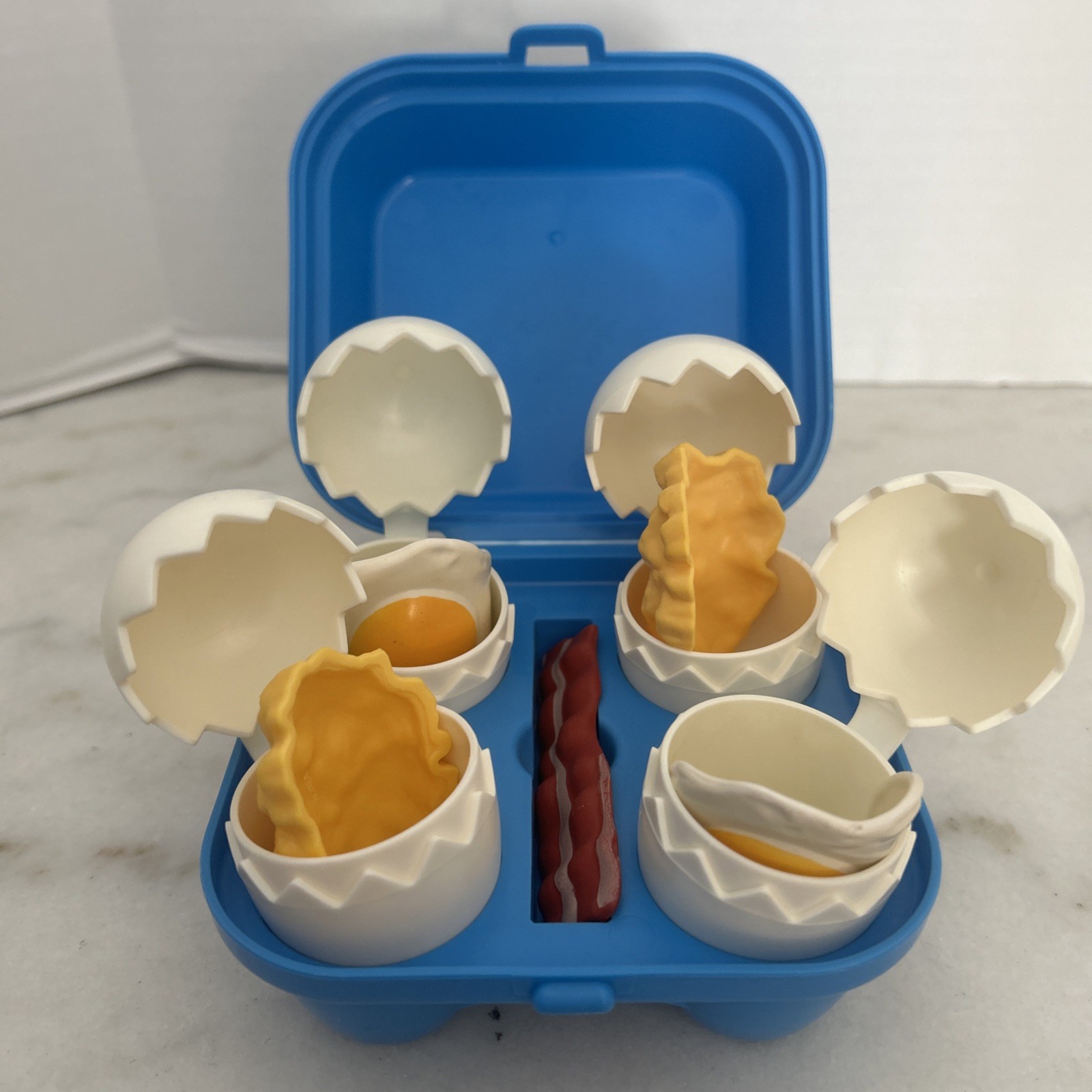Vintage Fisher Price Fun with Food Bacon & Eggs Grade A Egg Set