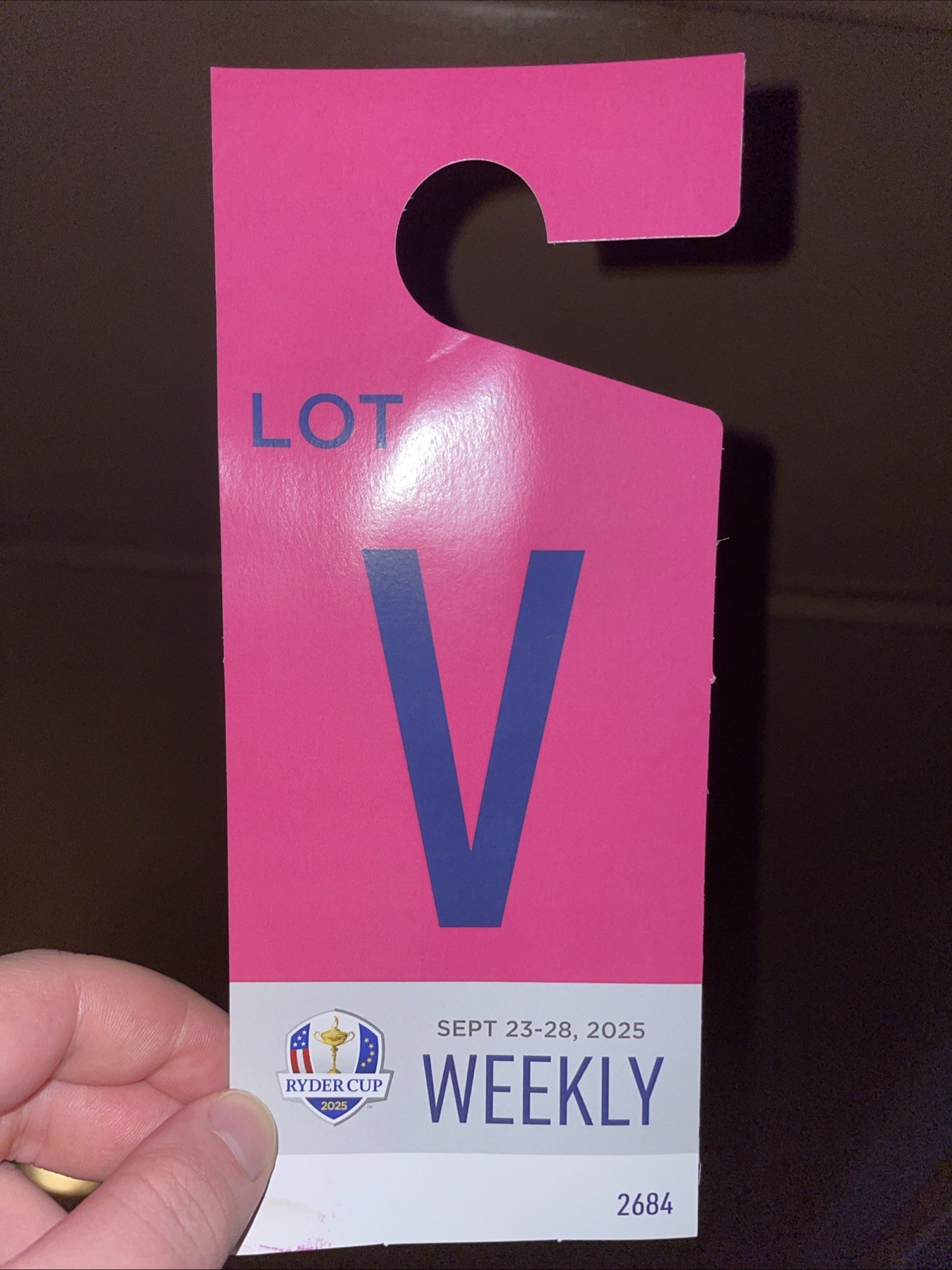 Ryder Cup 2025 Lot V Parking Pass. Good for Entire Event