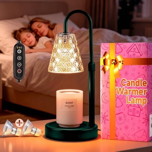 Candle Warmer Lamp with Timer - Dimmable, Height Adjustable Wax Melt Army Green