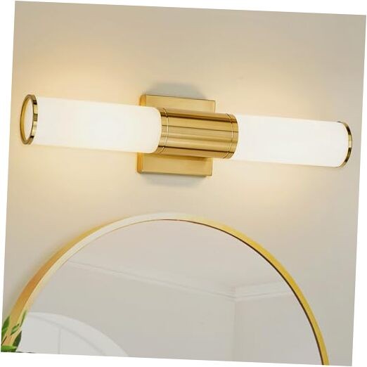 Bathroom Light Fixtures, 2-Light Vanity Lights for Brushed Gold-Milk Glass