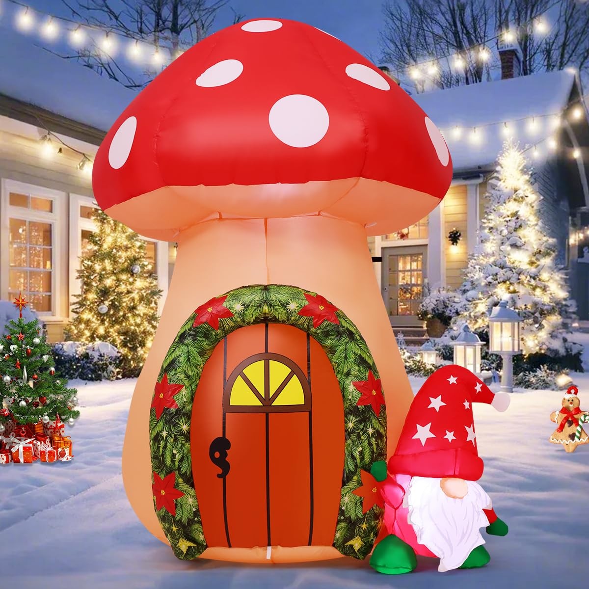 COMIN 5.7 FT Christmas Inflatables Outdoor Decorations Inflatable Gnomes and ...