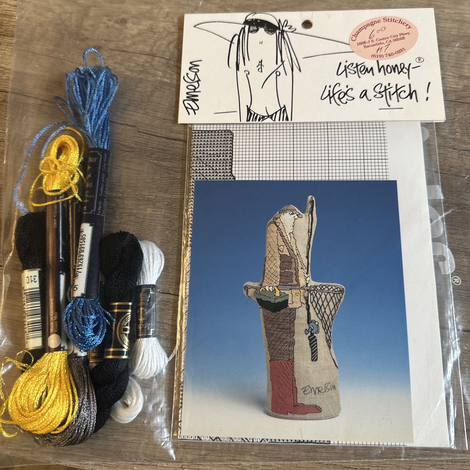 Twisted Threads Emerson “Listen Honey, Lifes A Stitch” Pattern. Fishing