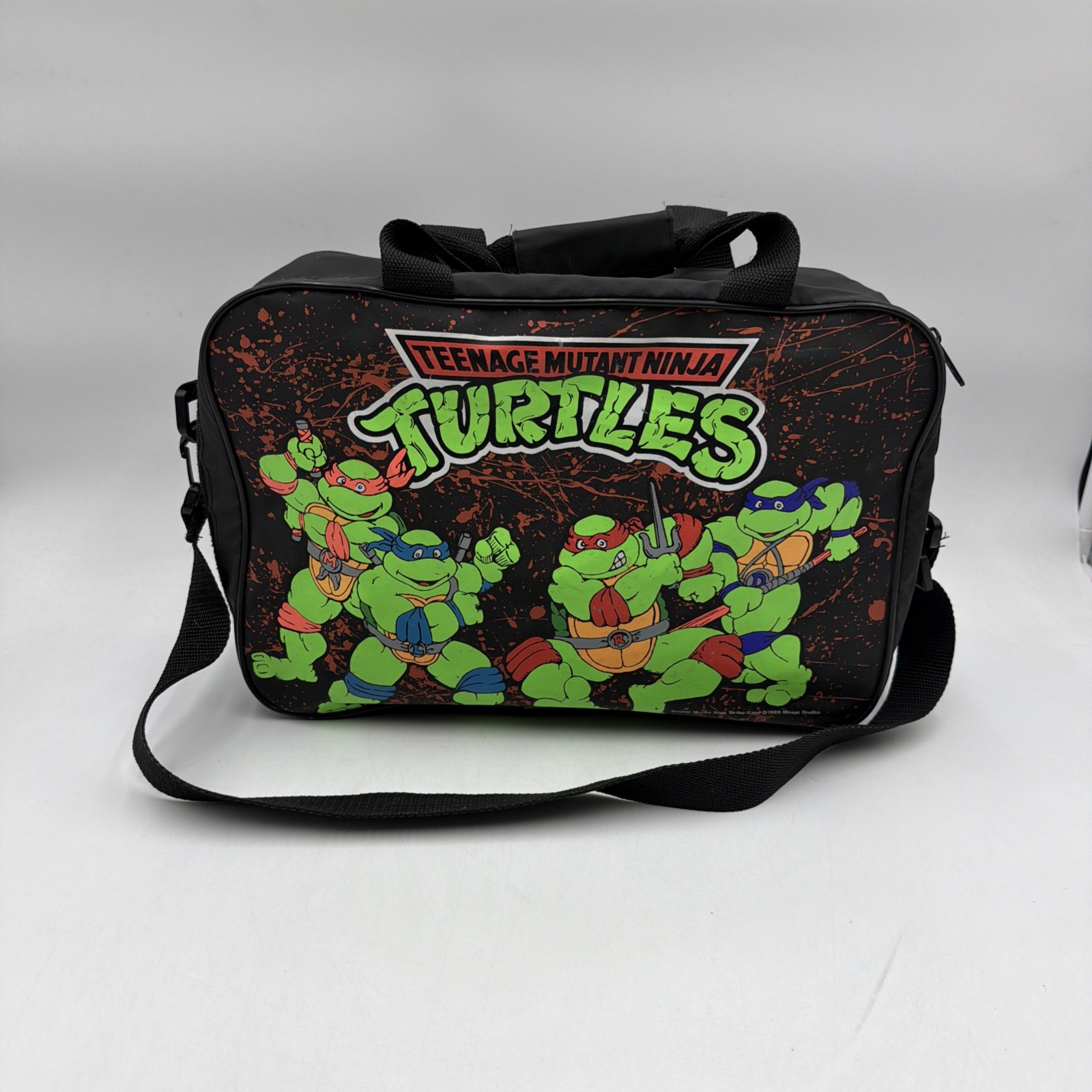 1989 Teenage Mutant Ninja Turtles Nintendo Game Tote Travel Zipper Bag Case