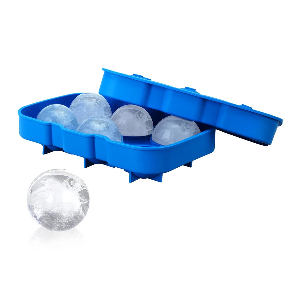True Tray Dishwasher-Safe Silicone Mold, Makes 6 Ice Spheres, Blue, Set of