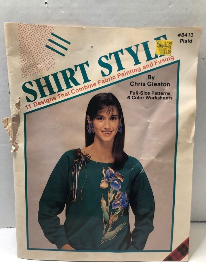 Vintage 1980's Shirt Style Gleaton Fabric Painting Fusing Patterns 8413 Plaid