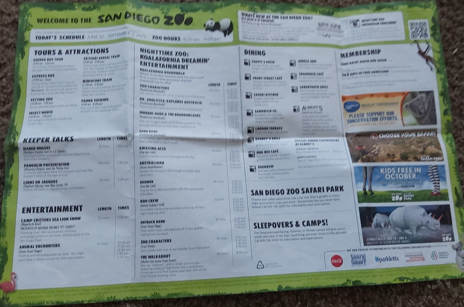 2013 SAN DIEGO ZOO MAP & INFORMATION