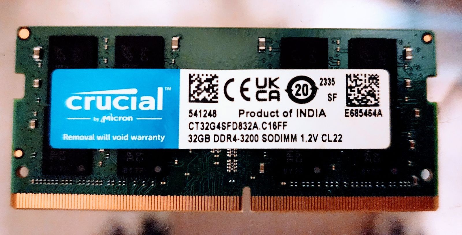 Crucial RAM 32GB DDR4 3200MHz SODIMM Laptop Memory (CT32G4SFD832A)