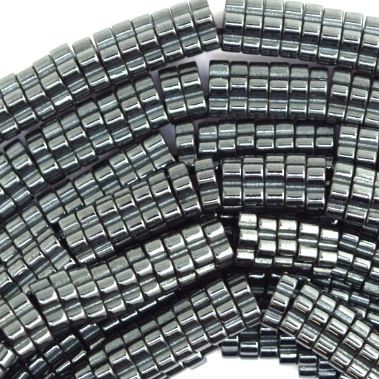 6mm hematite daisy beads 16" strand