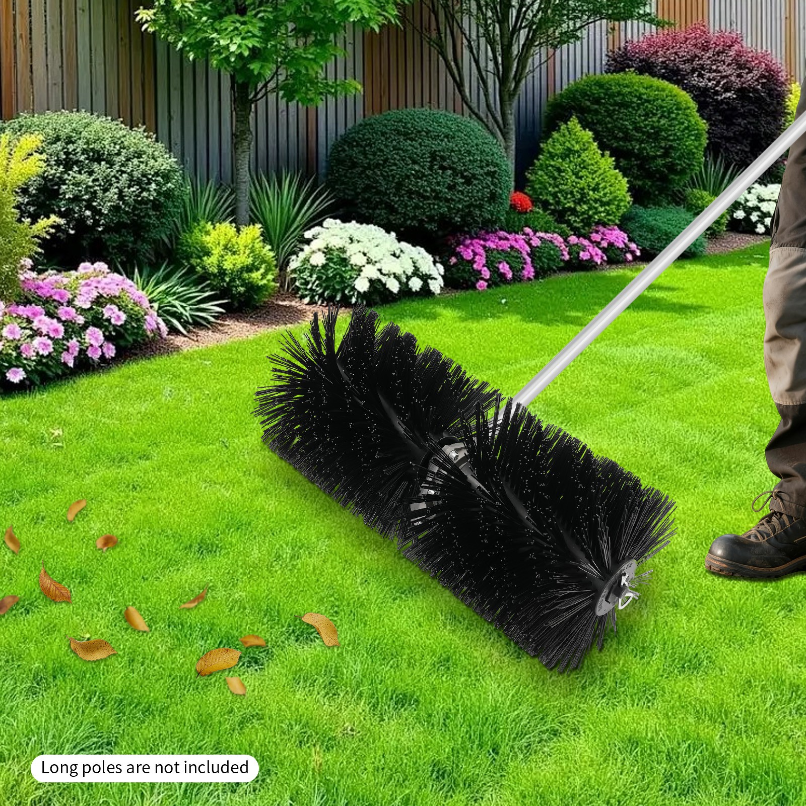 9 Teeth Rolling Brush Head Debris Brush Attachment Sweep Snow for Road Lawn US