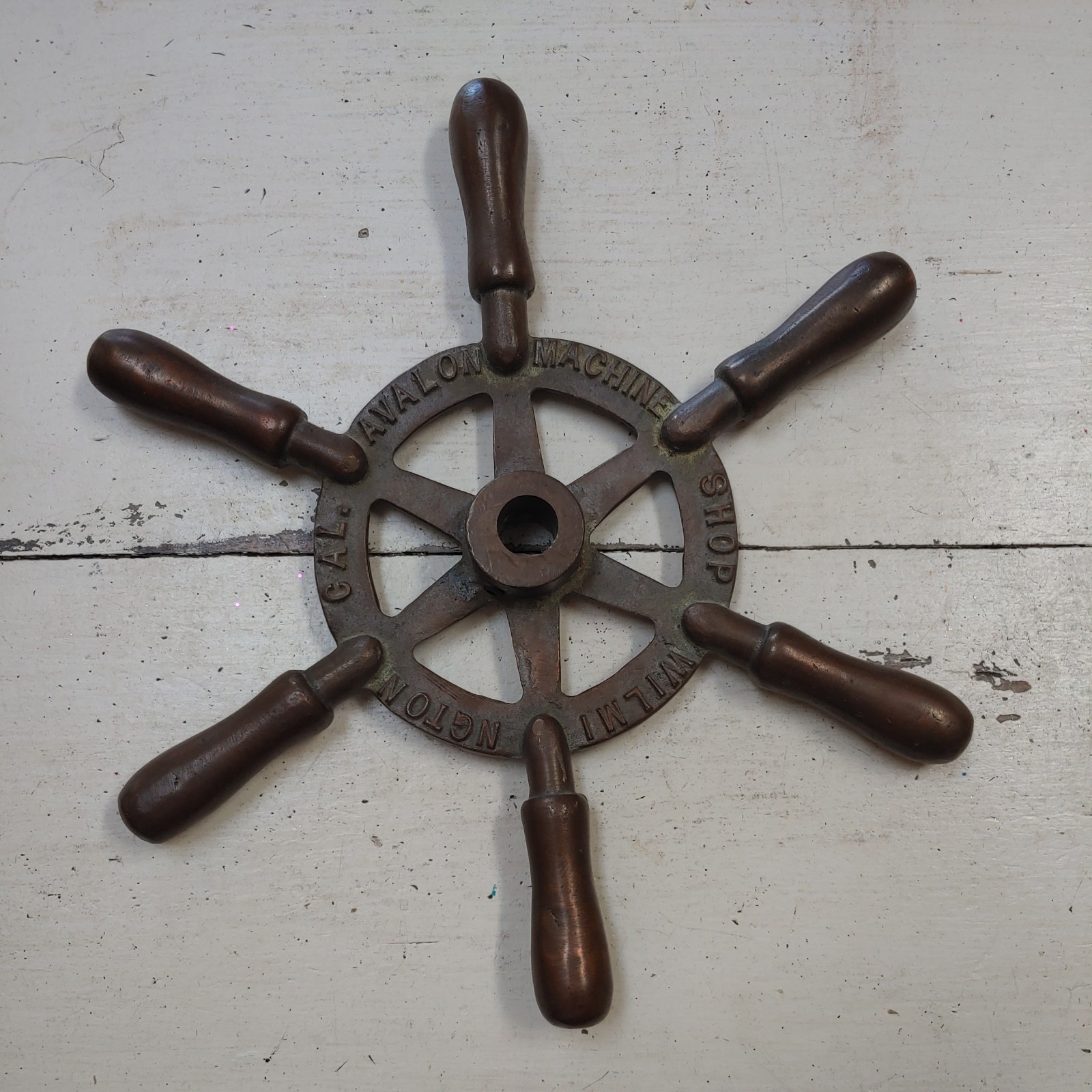 ANTIQUE VINTAGE MARITIME NAUTICAL SMALL METAL BRASS SEA SHIP BOAT ART WHEEL US