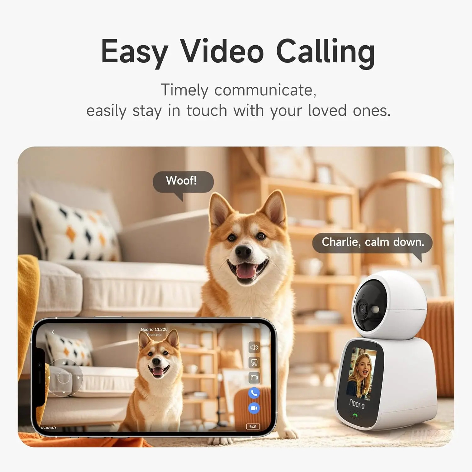 2K Pet Camera 2-Way Video Call, 360° Dog Cam with App, Speaker & Color Night