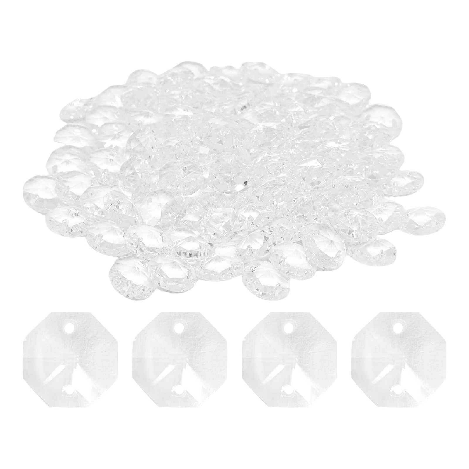 pson 100Pcs 14mm 2 Hole Crystal Octagon Beads, Clear 2 Hole-Clear, 