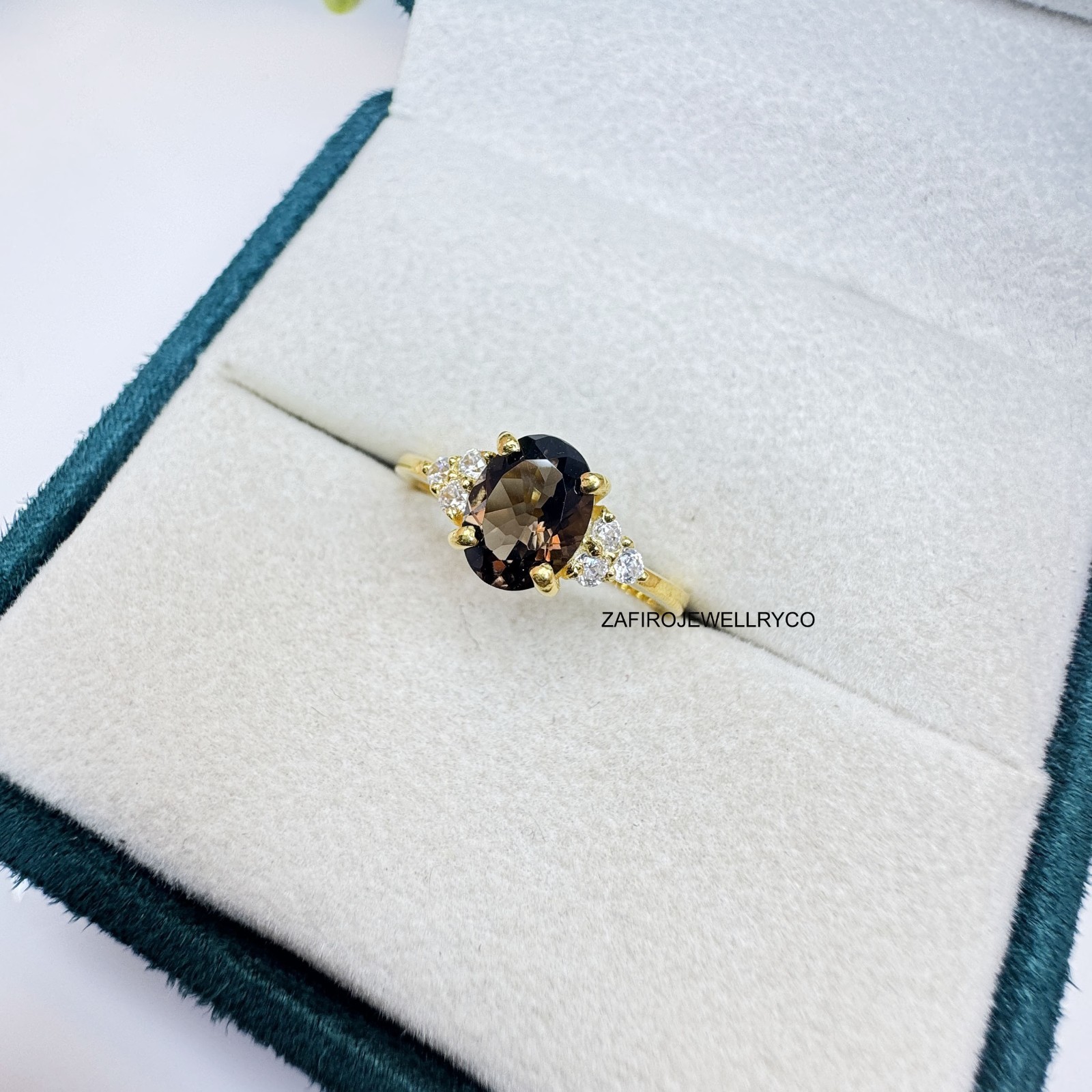 Smoky Quartz Ring,  Wedding Ring, 925 Sterling Silver, Natural Smoky Quartz