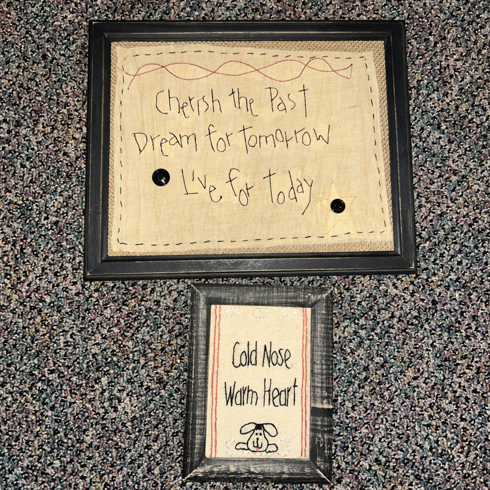 Primitive Country Stitchery (Lot Of 2) Cherish The Past 9 x 11 Cold Nose 4x6