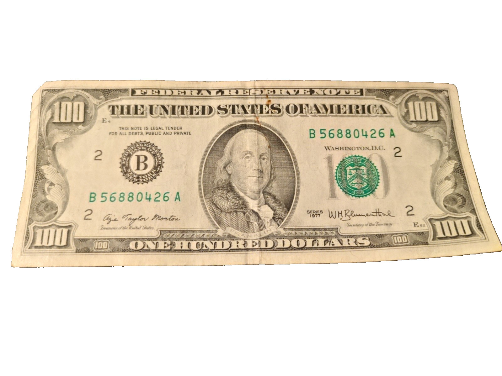 RARE 1977 Circulated $100 bill - Series 1977