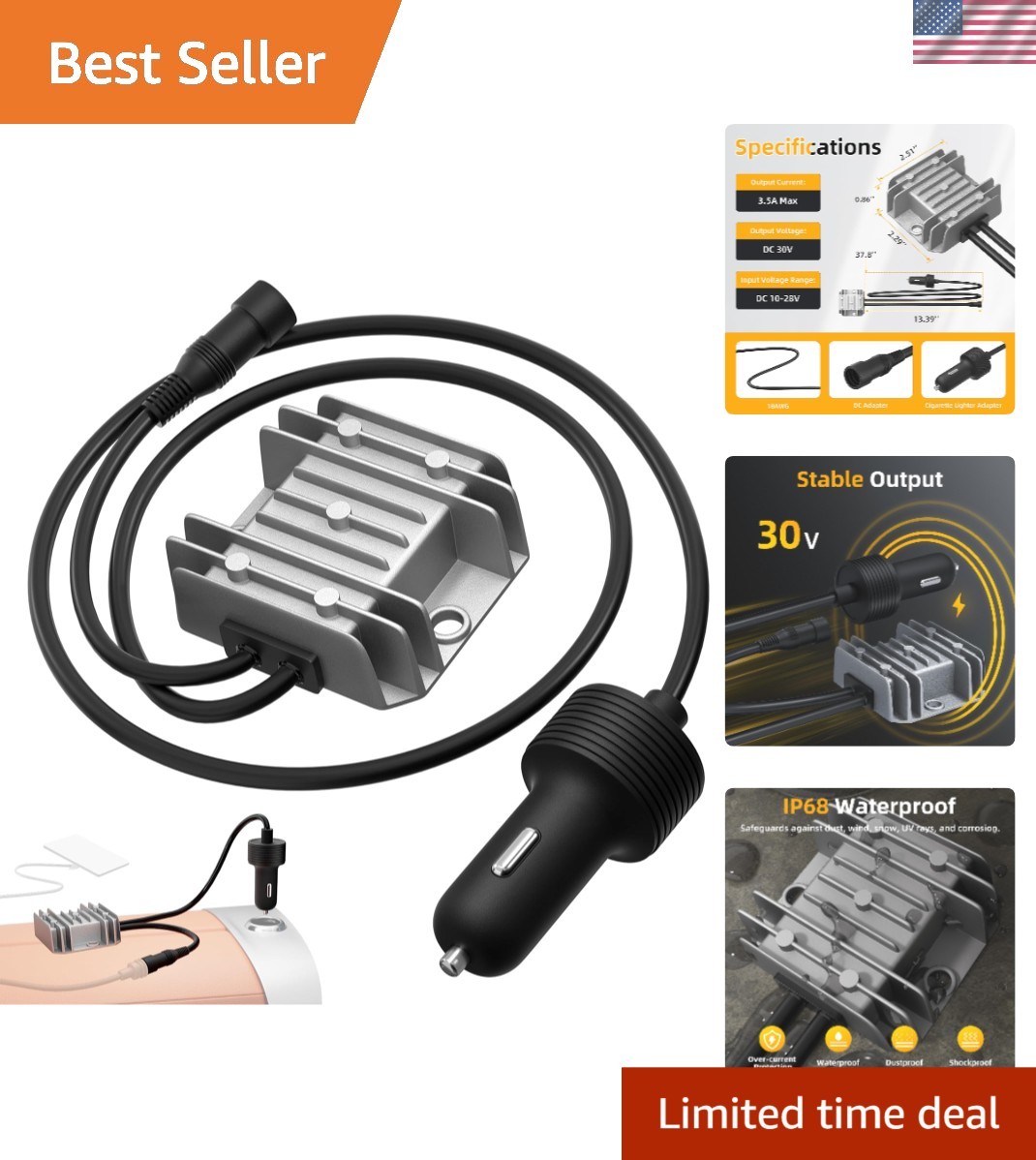 Starlink Mini Power Adapter 30V Cigarette Lighter Converter for Vehicles & Ou...