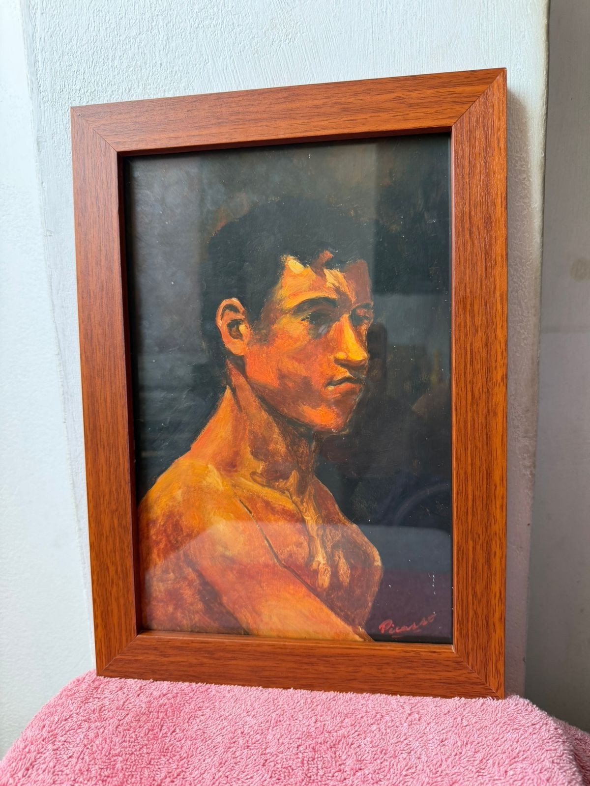 pablo picasso , framed oil painting on wood, sealed and signed.