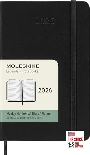  Classic 12 Month 2026 Weekly Horizontal Planner, Hard Cover, Pocket (3.5" x 