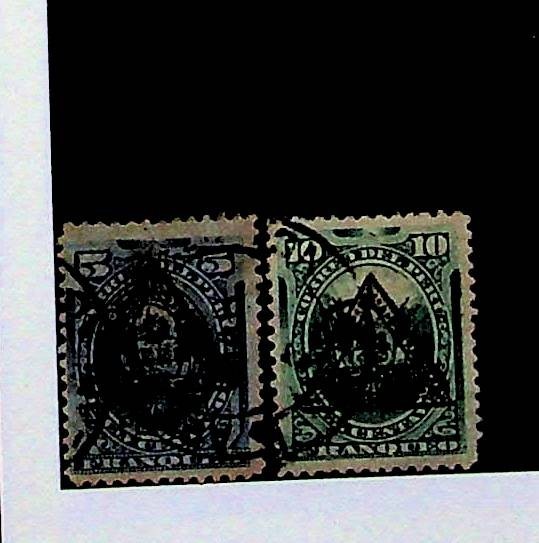PERU Sc 68-9 USED ISSUE OF 1883 - OVERPRINTS - Sc$13 - (RM26)