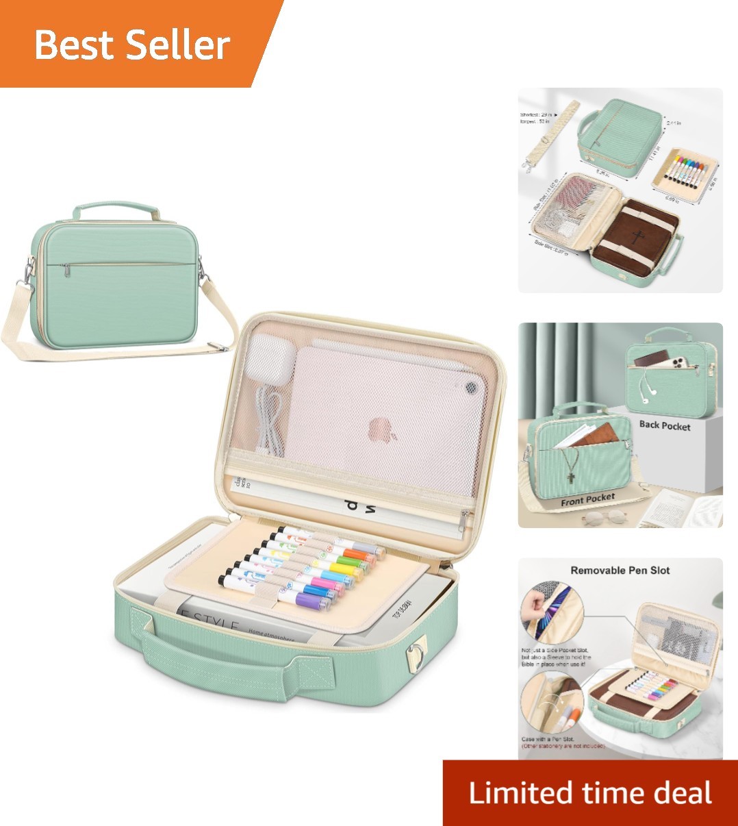 Versatile Bible Protective Cover with Zipper & Pen Slots—Ideal Gift for Ladies