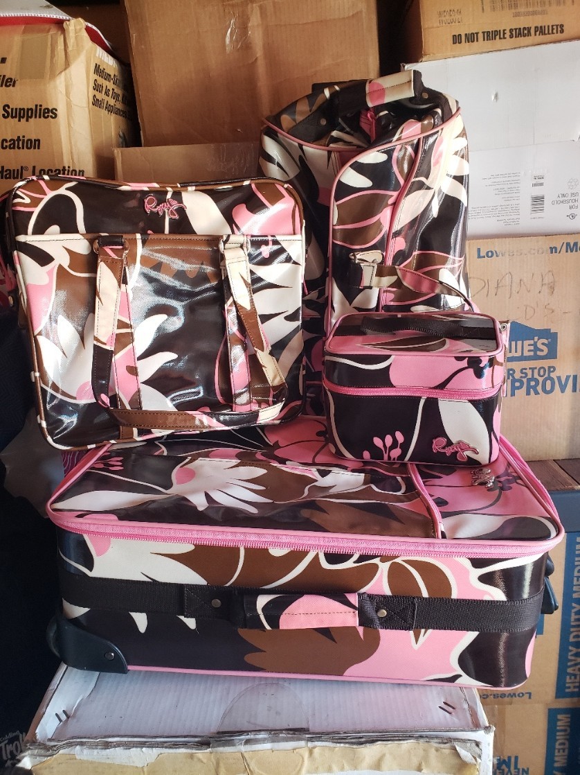 Vintage Roxy Hot Pink Tropical Floral Suitcase Y2K 90s Luggage Set
