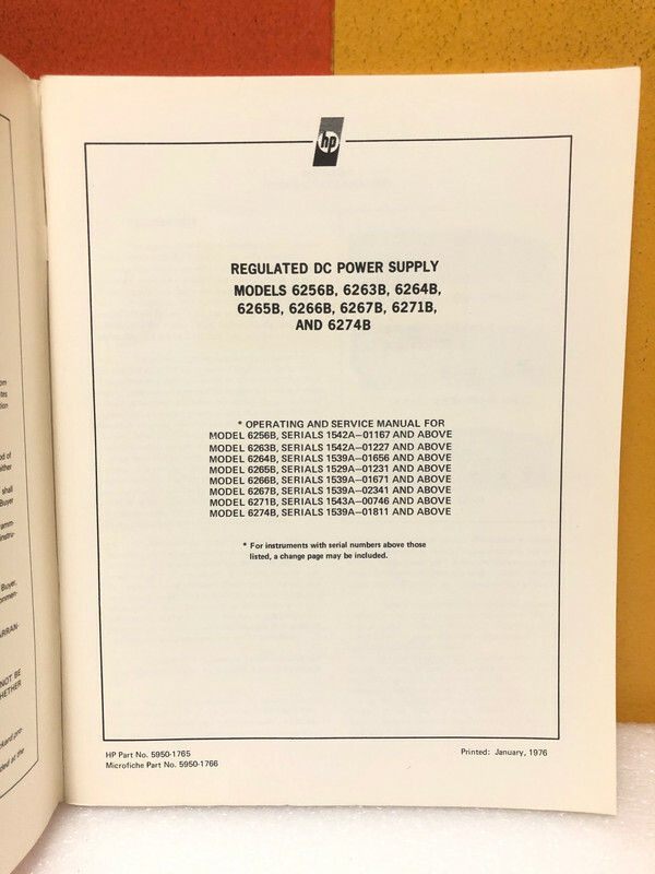 HP 5950-1765 Power Supply 6256B 6263B 6264B 6265B 6266B 6267B 6271B 6274B Manual