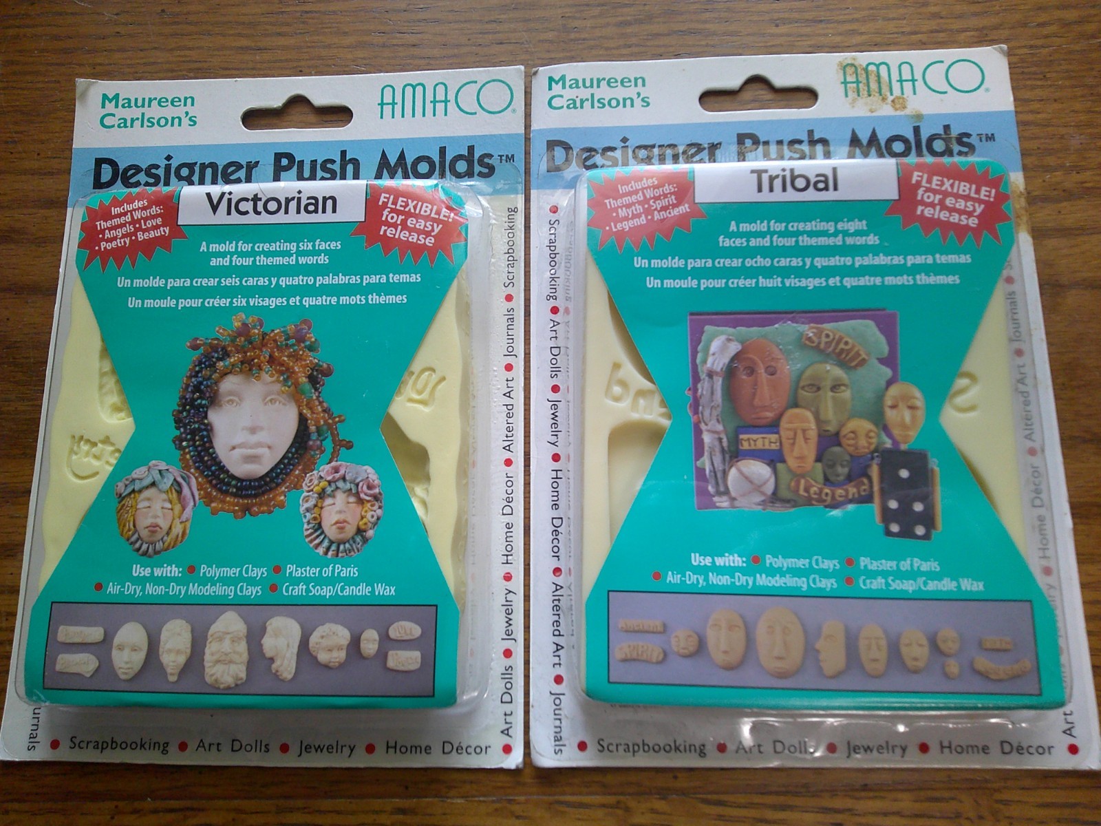 Amaco Designer Flexible Push Molds Victorian and Tribal Faces