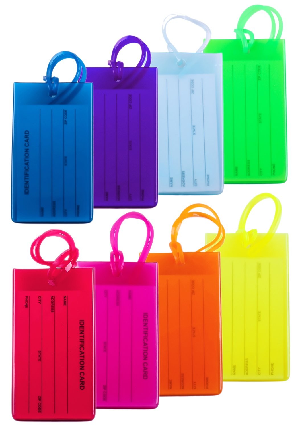 8 Packs Colorful Flexible Travel Luggage Tags for Baggage 8 Colors (8 Pcs) 
