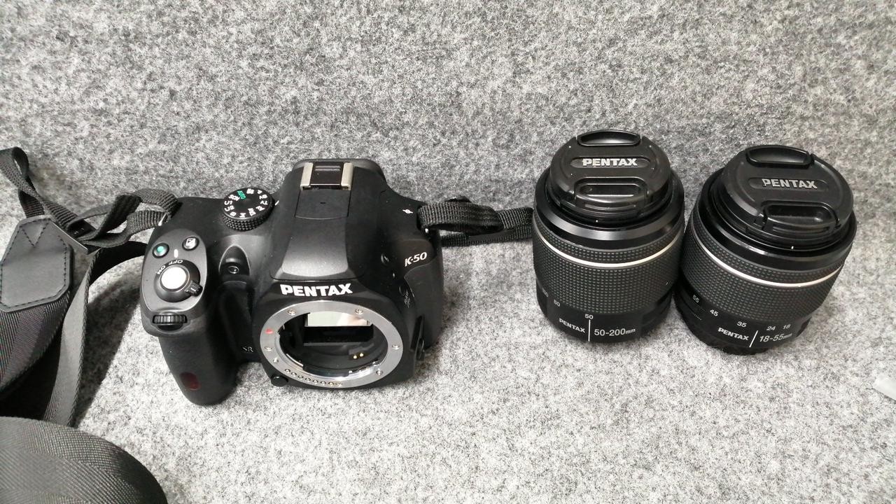 Pentax K-50 Digital SLR Camera + 50-200mm ED WR Lens, Dustproof Used From Japan