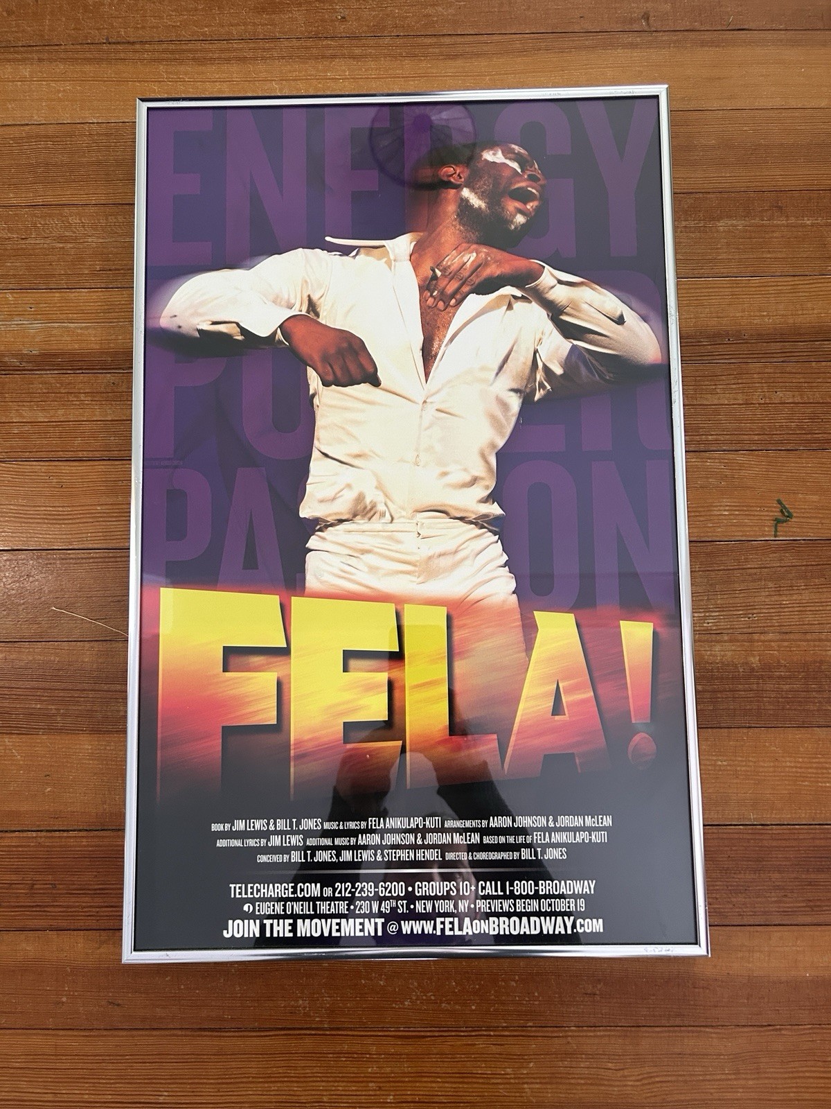 RARE Original 2010 Broadway Musical Fela Window Card Silver Frame Excellent
