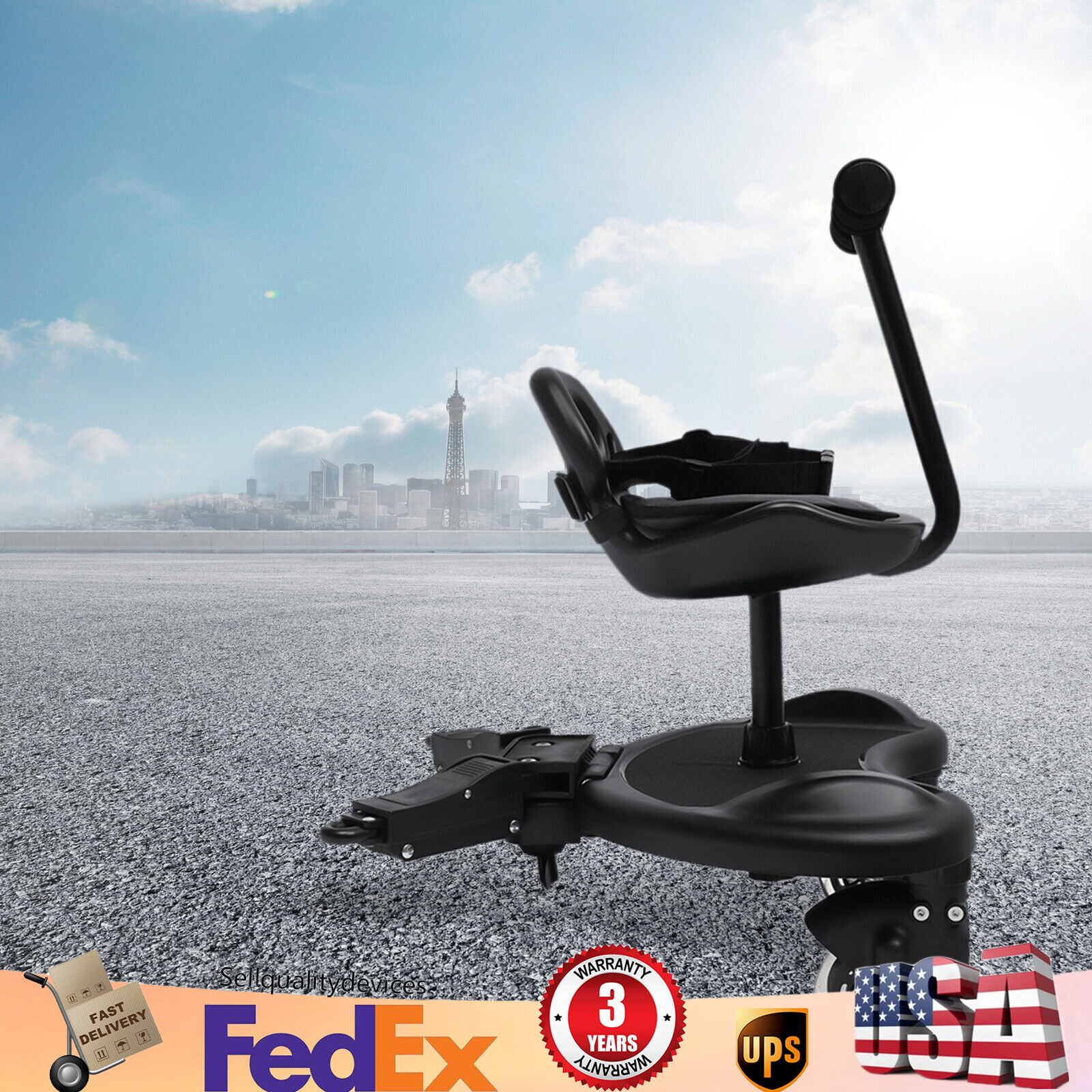 Kids Buggy Board Stroller Step Stand Ride-On Pedal Detachable Seat Non-Slip