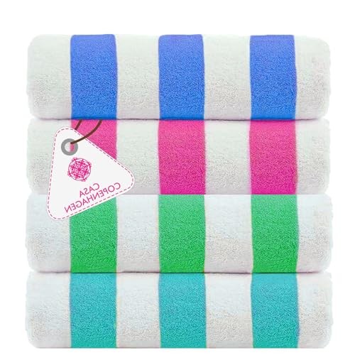  Cabana Beach Towels 4Pcs Beach Towel Turquoise, Royal Blue, Pink, Green