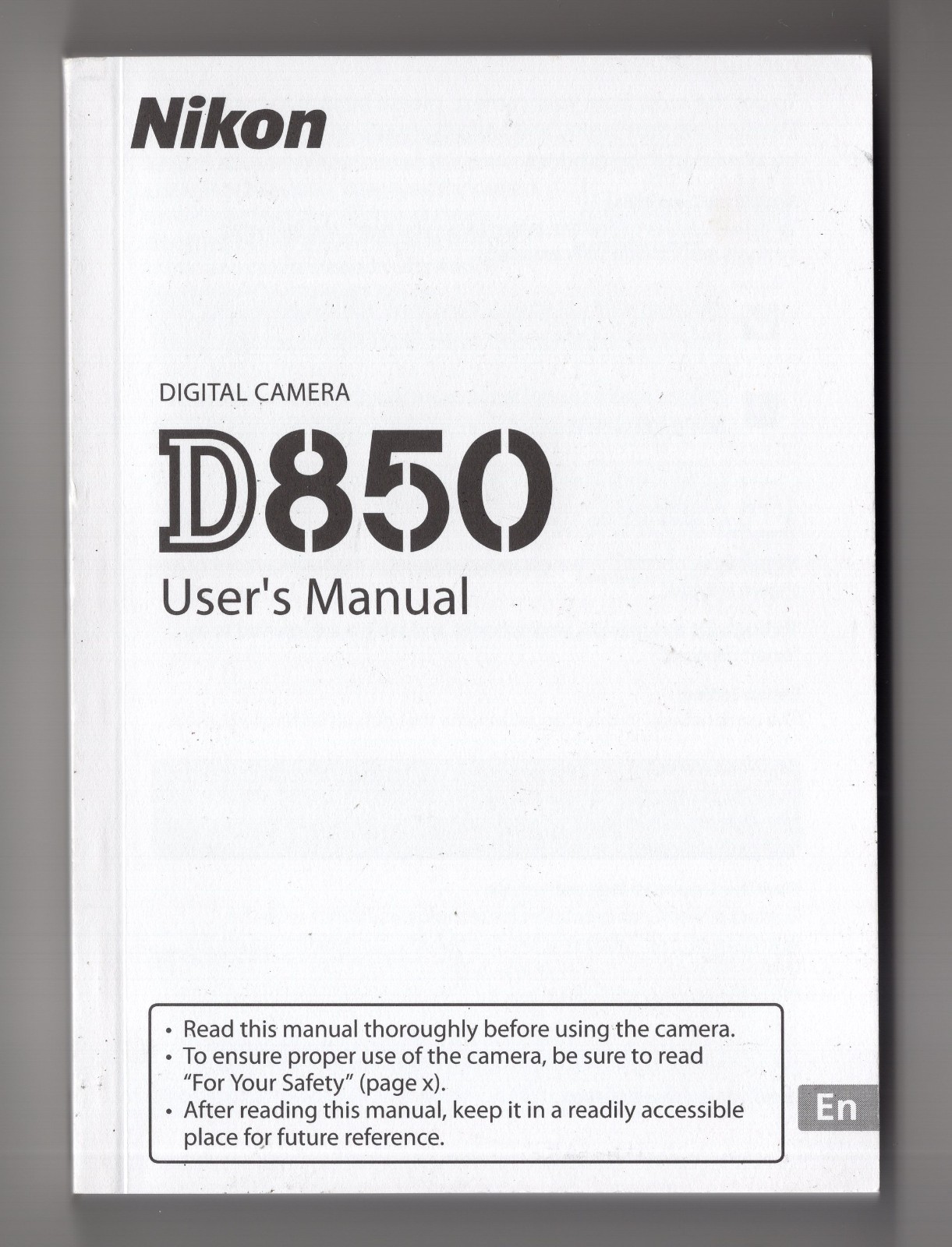 Nikon D850 Genuine Camera Instruction Book / Manual / User Guide In English
