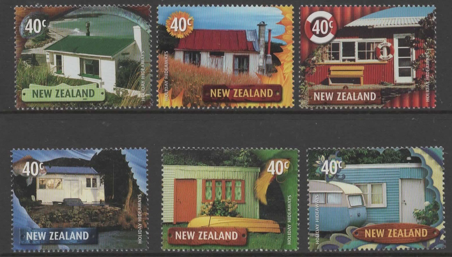 NEW ZEALAND SG2543/8 2002 HOLIDAY HOMES  MNH
