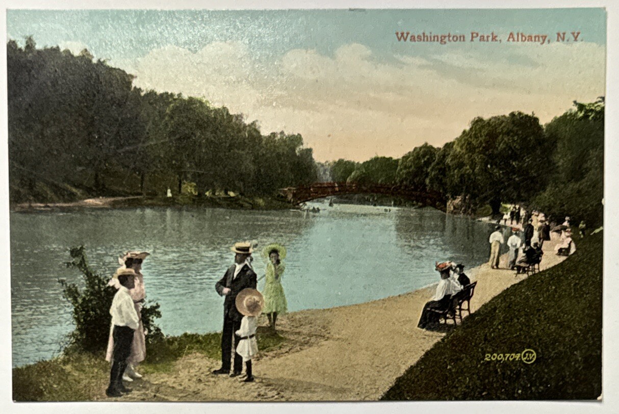 People at Washington Park Albany NY New York Early 1900s Postcard