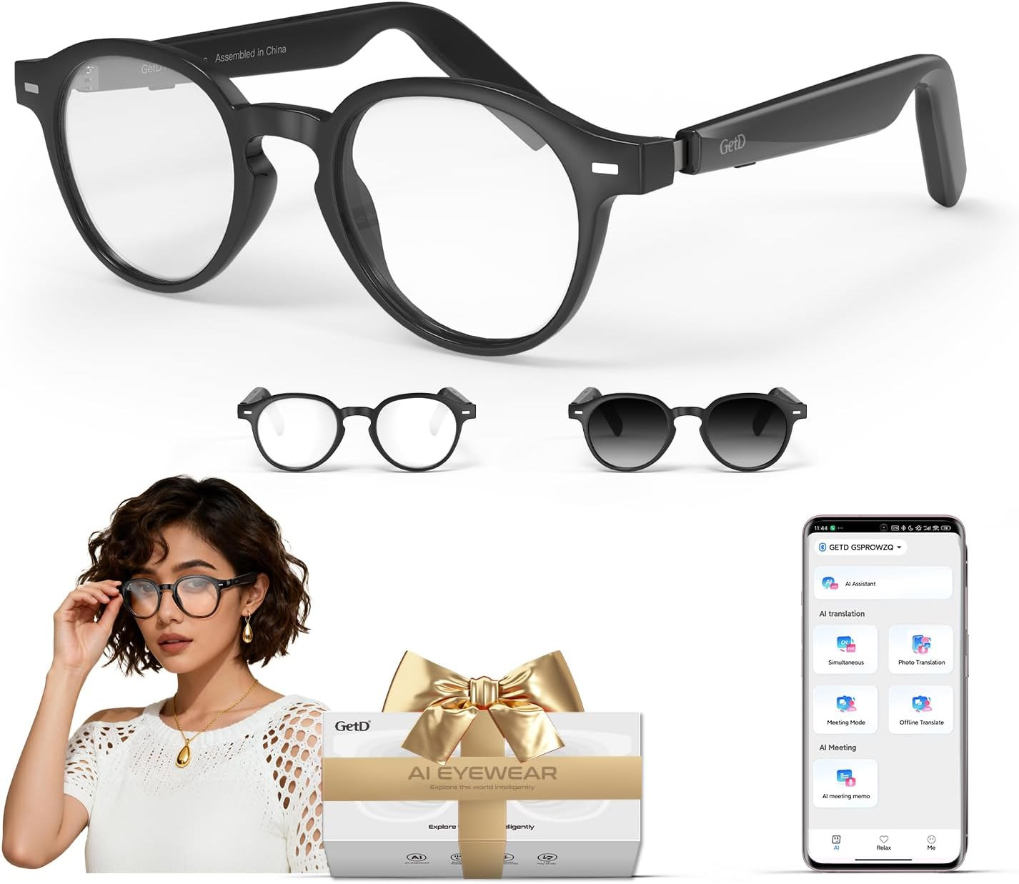 2026 AI Glasses for Men & Women, Smart Glasses Powered by Chatgpt with 145-Langu