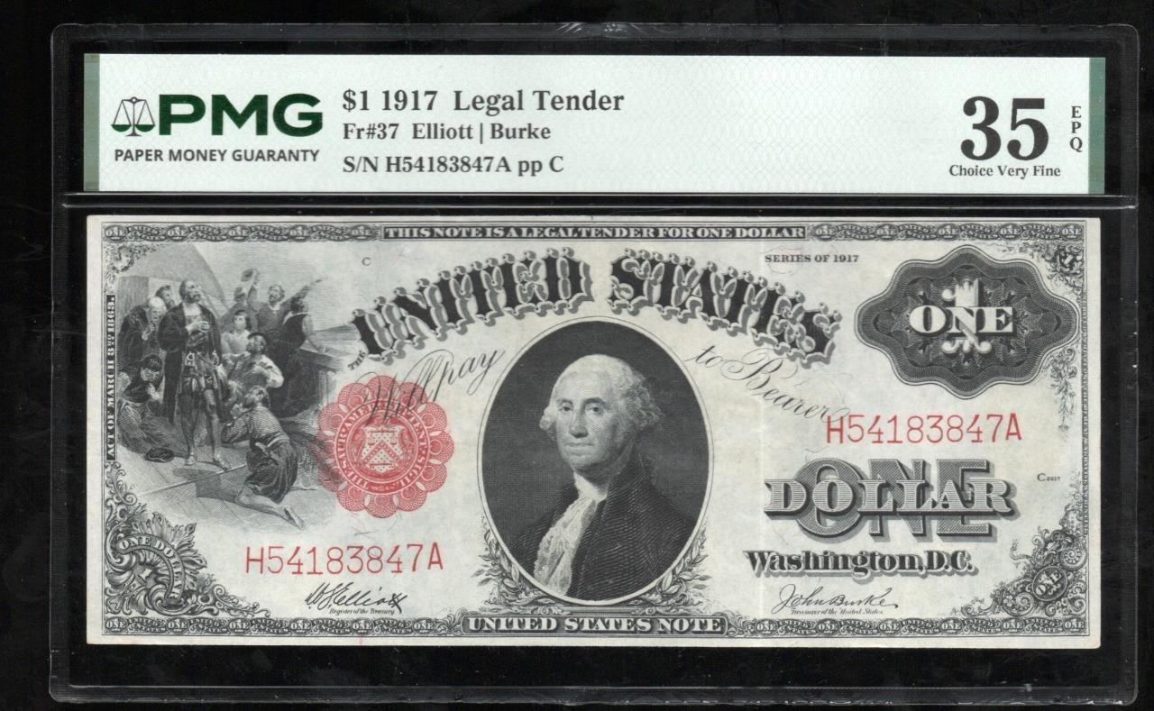 AC Fr 37 1917 $1 Legal Tender PMG 35 EPQ