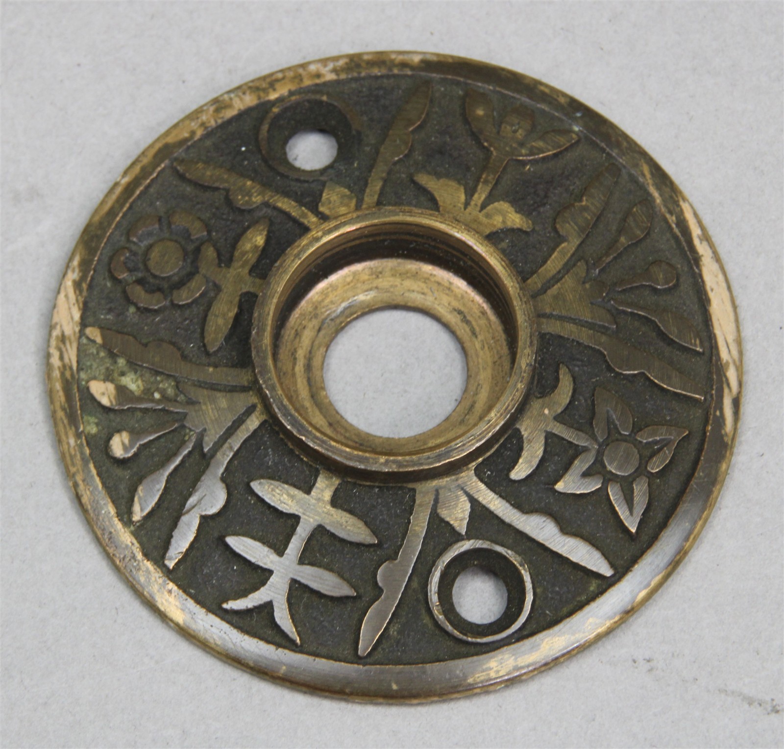 Antique Victorian Eastlake Solid Brass Door Knob Rosette Backplate