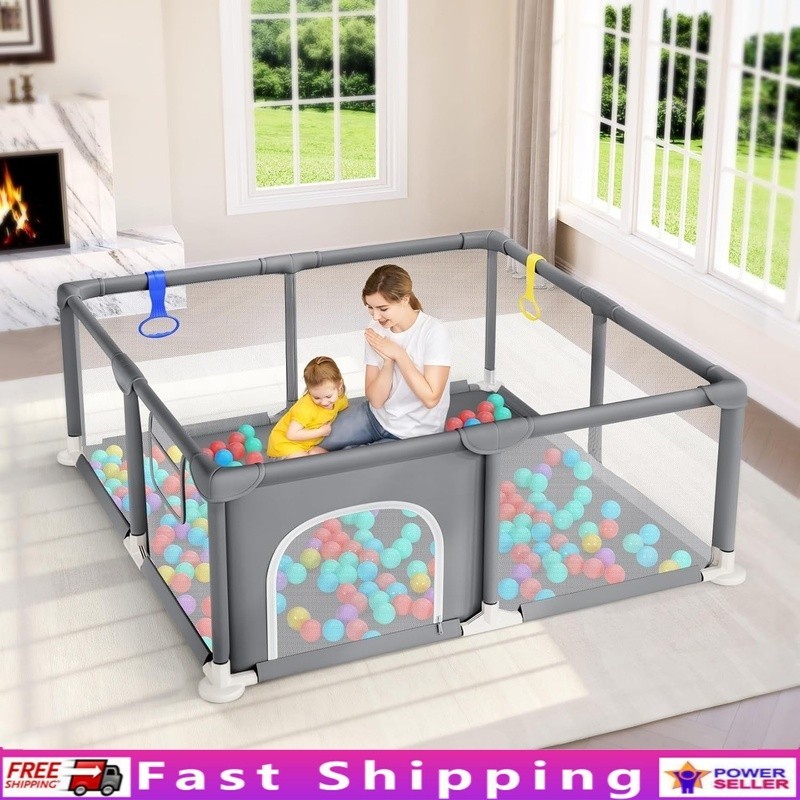 Baby Playpen W/ Breathable Mesh Safe Toddler Play Area Child Safety Fence New