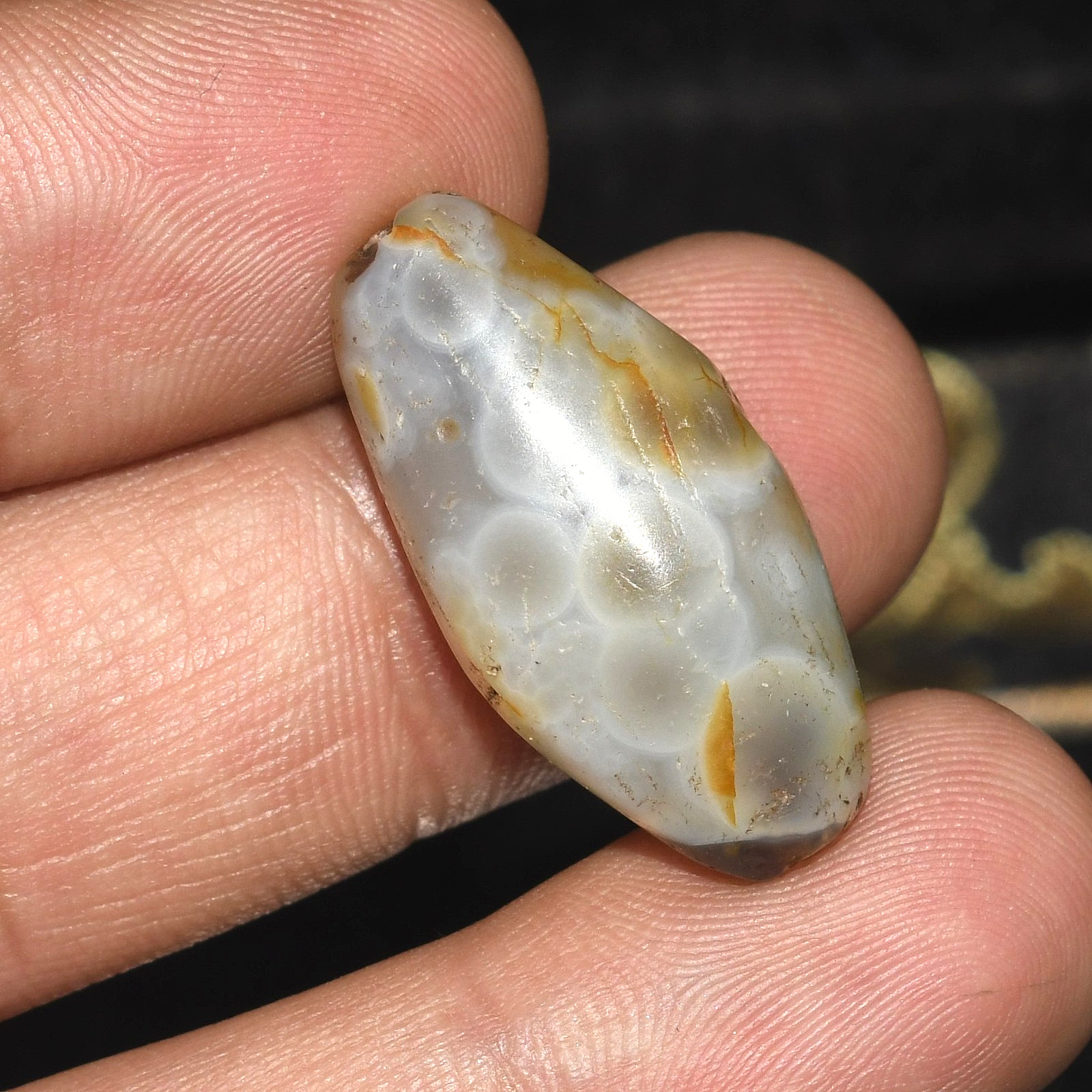 Genuine Ancient Central Asian Banded Agate Stone Bead in good Condition