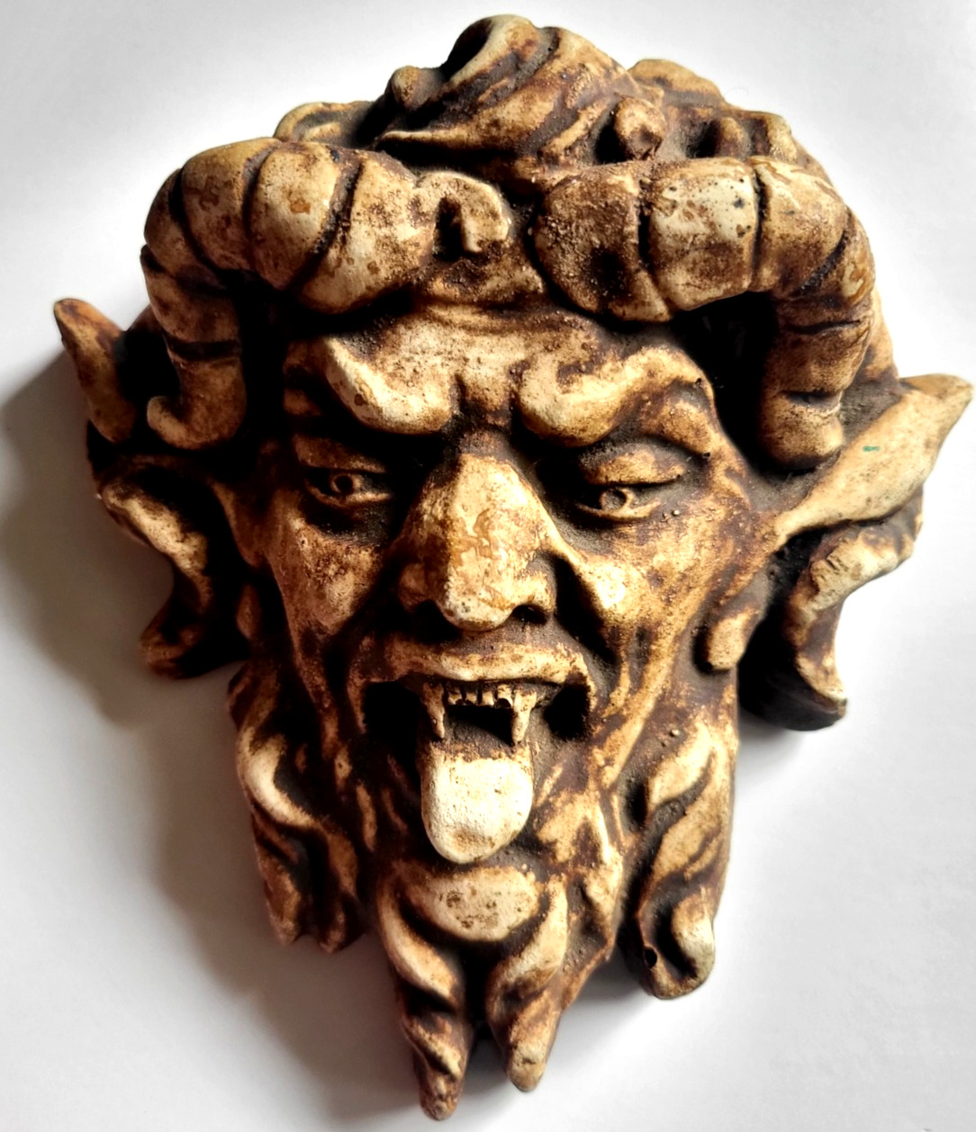 PAN or SATR "Forest God " Gothic Mythical Wall Art Plaque Plaster 6.5" x 6"