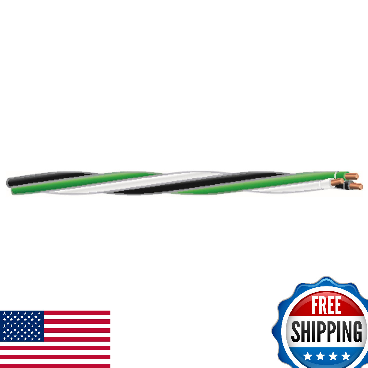 Southwire 15 ft. 12/3 Black/White/Green Solid CU THHN Tri-Wire