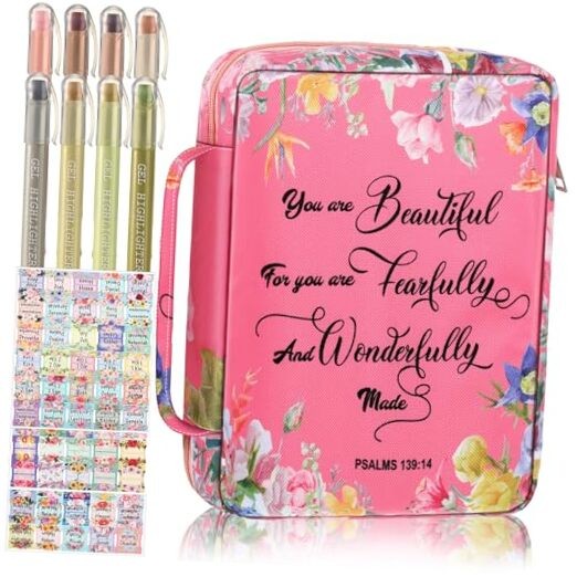 Yaomiao Bible Cover Case for Women Girls with Flowers Printing Delicate Style